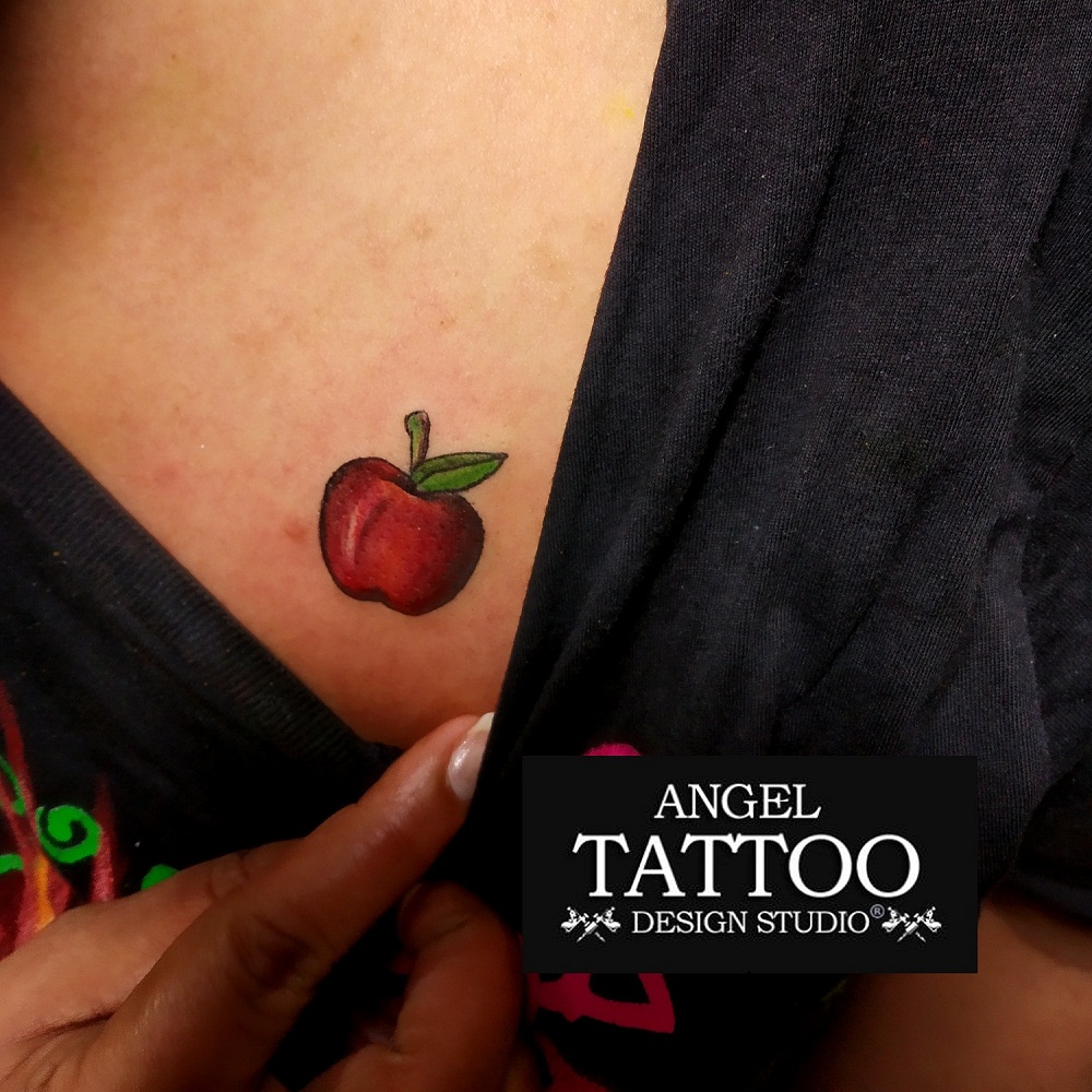 apple, apple tattoo, tattoo