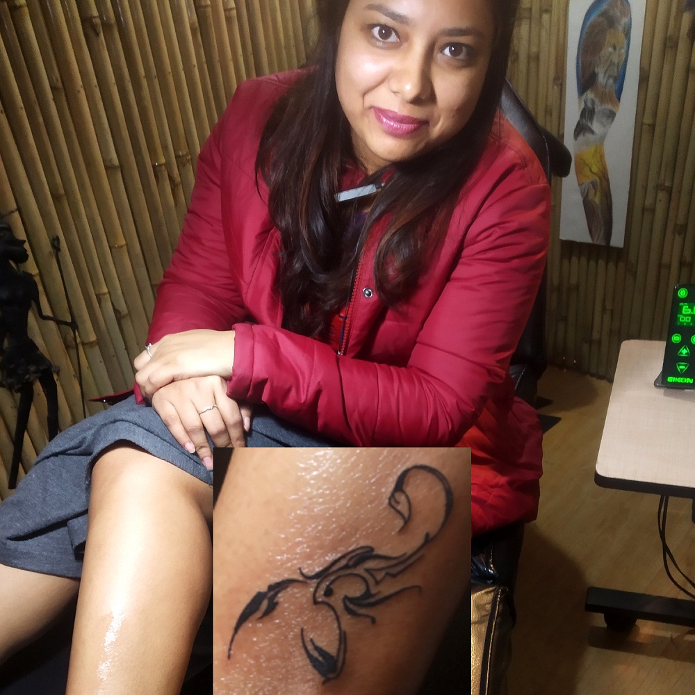 scorpio tattoo, indian girls with tattoo, scorpio tattoo on ankle