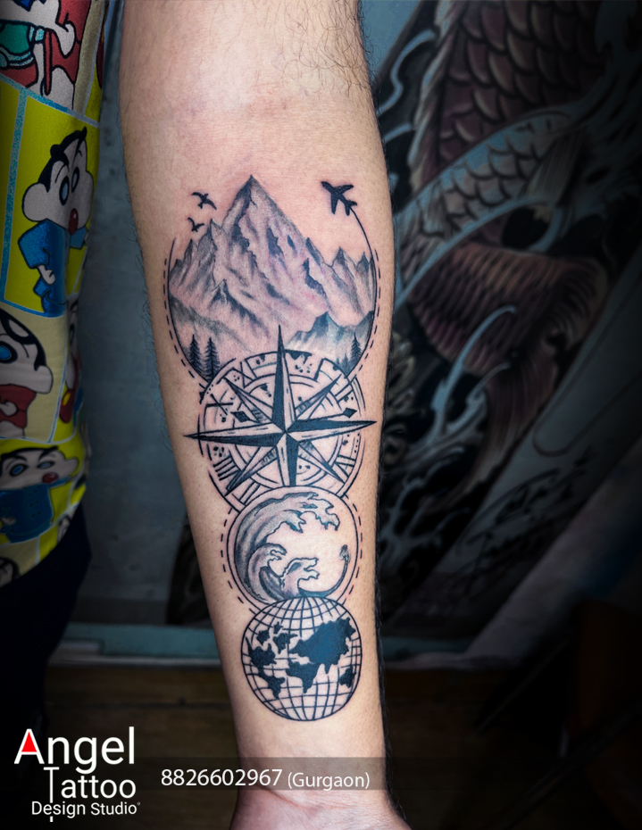 Map Compass Tattoo 1