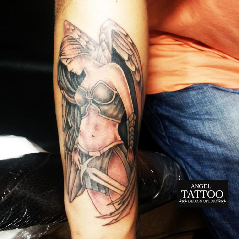 angel with sword tattoo