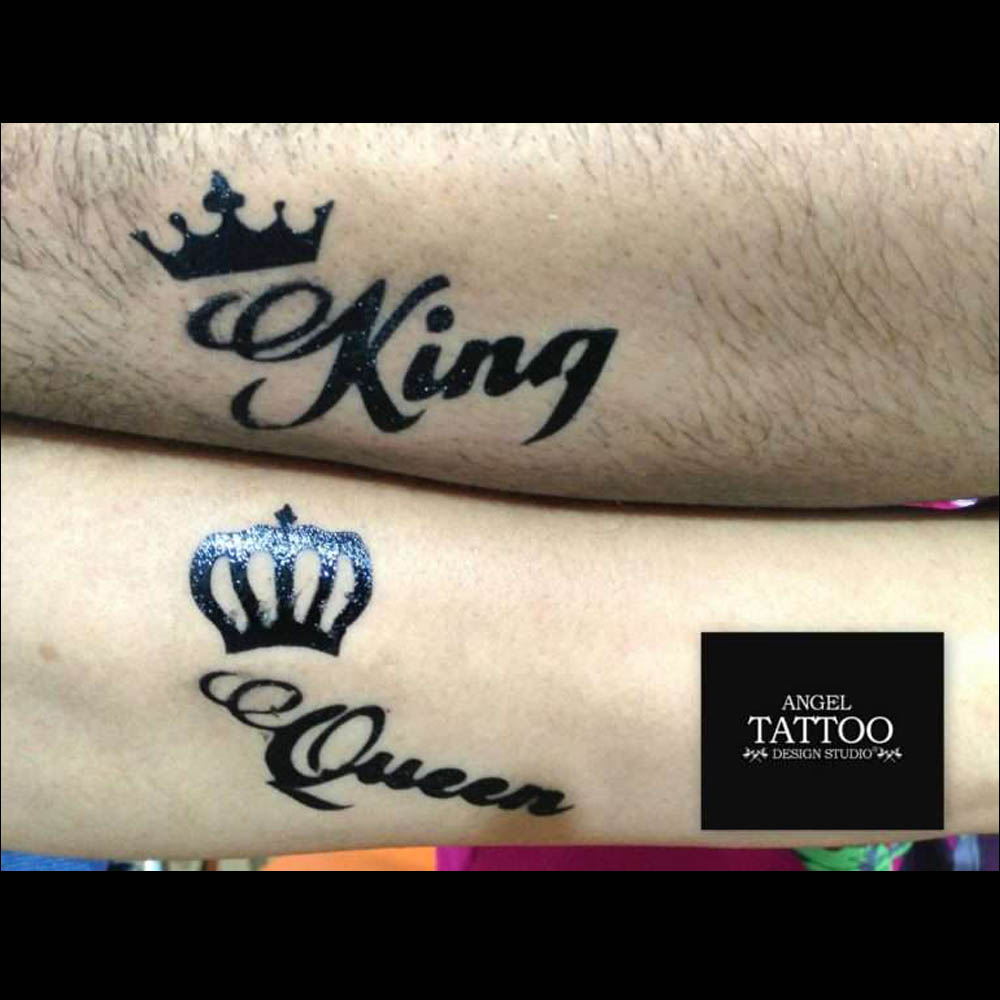 Queen King Crown Tattoo Stickers Temporary Tattoos Couple Tattoo