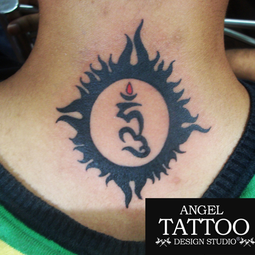 tribal tattoo on back neck