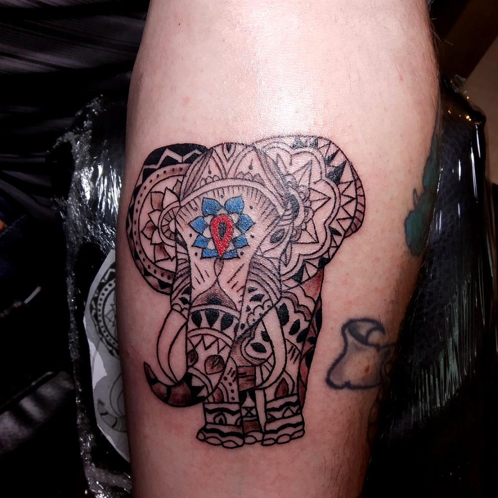 elephant tattoo, indian art tattoo